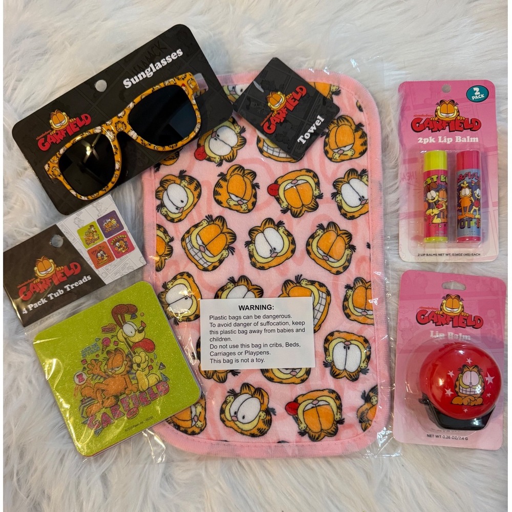 Garfield Nickelodeon Bundle Sunglasses Towel Tub Treads Lip Balm Set New